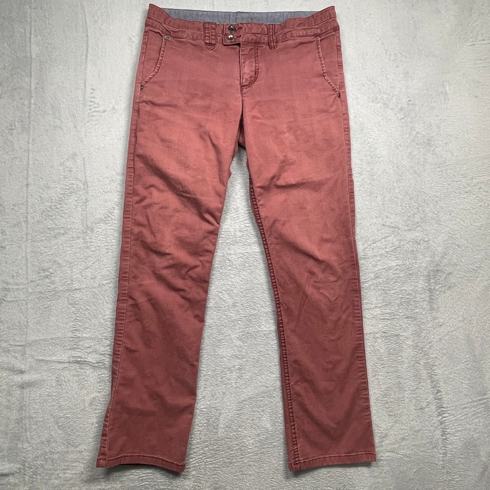 Horny Toad Pants Womens 8 Red Grid Texture Straight Leg Outdoor Casual